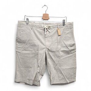 Alberto Men's Jump-K Slim Fit Micro-Check Golf Shorts Size 36 Beige NWT